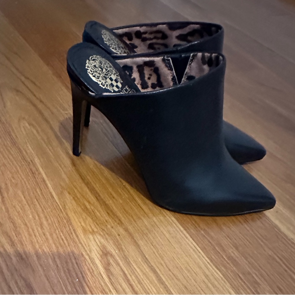 Vince Camuto Black Heeled Slides